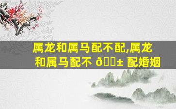 属龙和属马配不配,属龙和属马配不 🐱 配婚姻